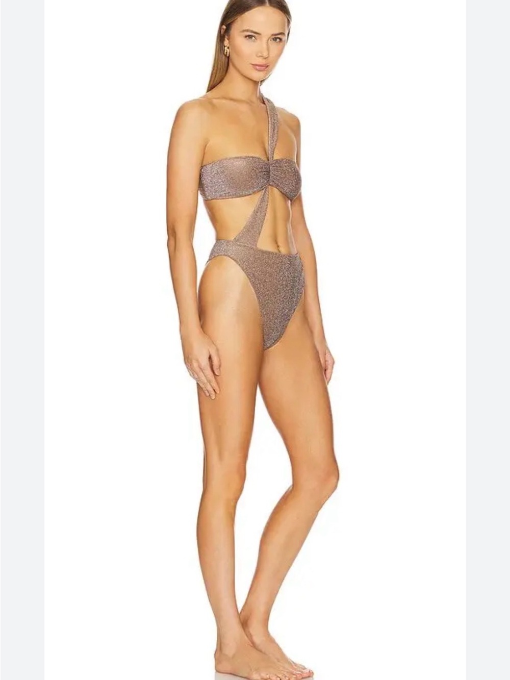 Michael Costello x Revolve layana womens brown one piece swimsuit